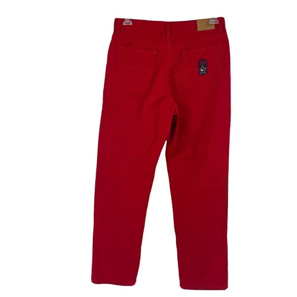 Tommy Hilfiger Jeans Y2K Red Straight Leg Logo Patch High Rise Womens Size 12